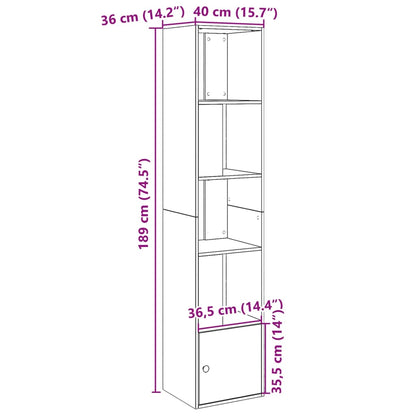 Kirjahylly betonin harmaa 40x36x189 cm