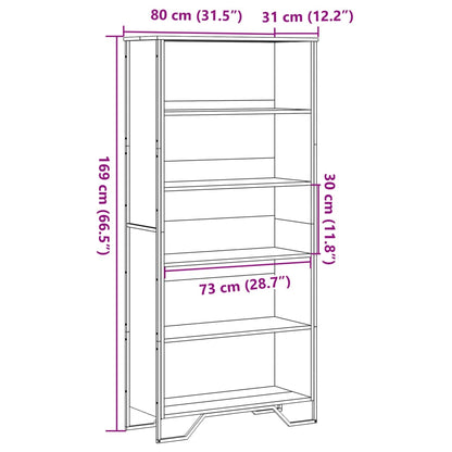 Kirjahylly ruskea tammi 80x31x169 cm