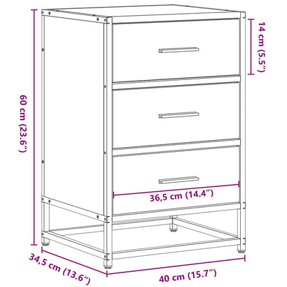 Sängbord sonoma-ek 40x34,5x60 cm konstruerat trä och metall