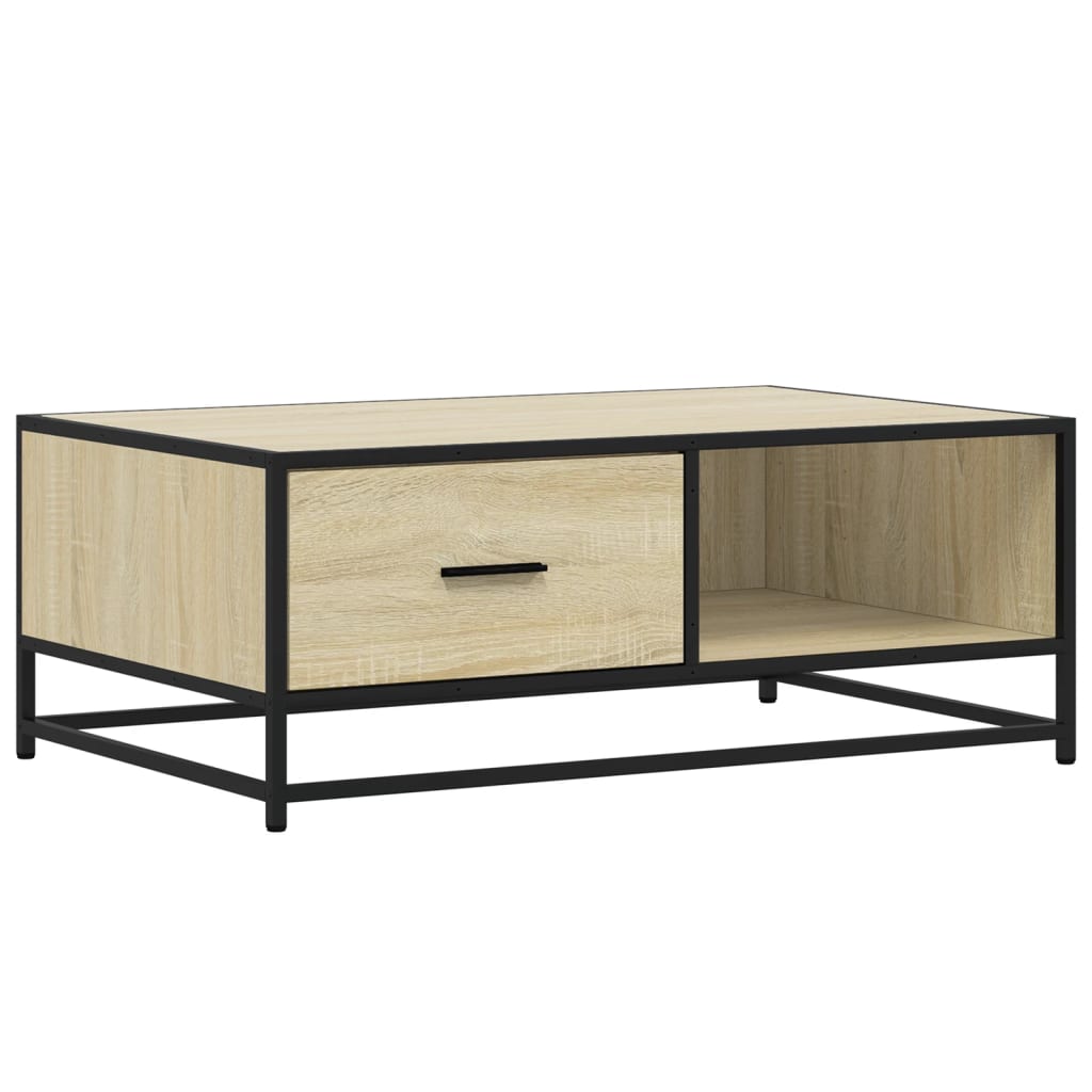 Soffbord sonoma ek 90x57x35 cm och metall