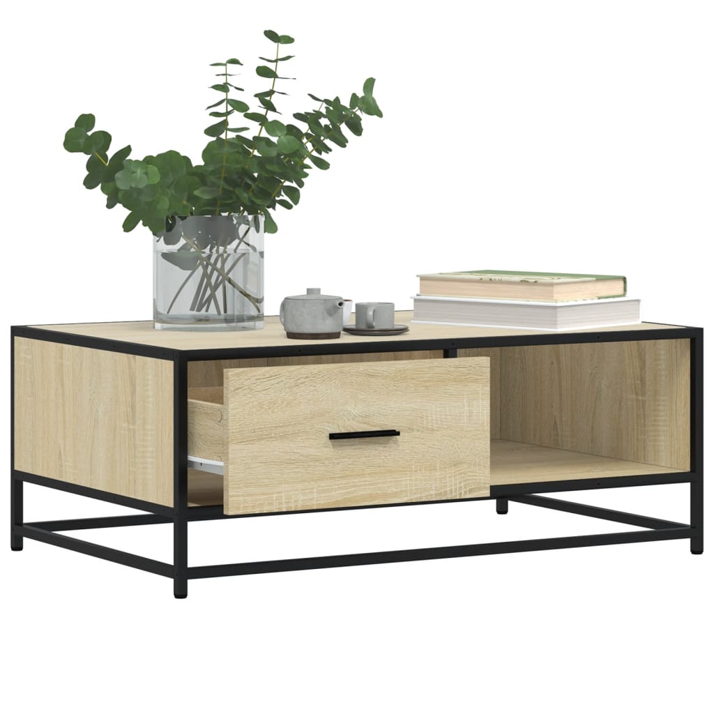 Soffbord sonoma ek 90x57x35 cm och metall