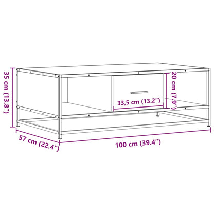 Soffbord svart 100x57x35 cm och metall