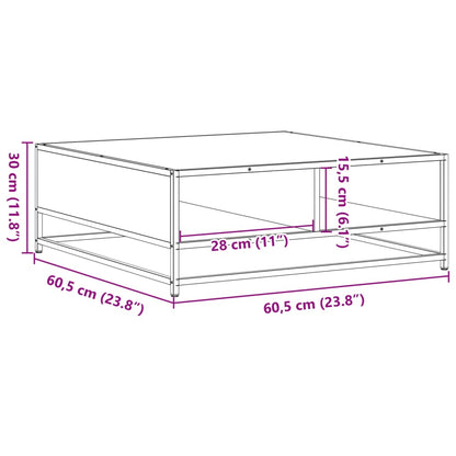 Soffbord sonoma ek 60,5x60,5x30 cm och metall