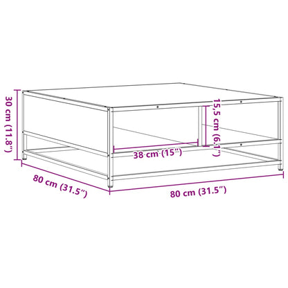 Soffbord rökfärgad ek 80x80x30 cm konstruerat trä och metall