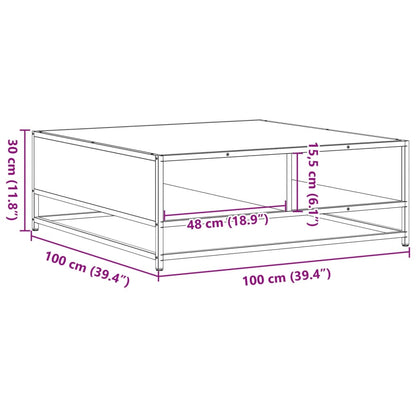 Soffbord svart 100x100x30 cm konstruerat trä och metall