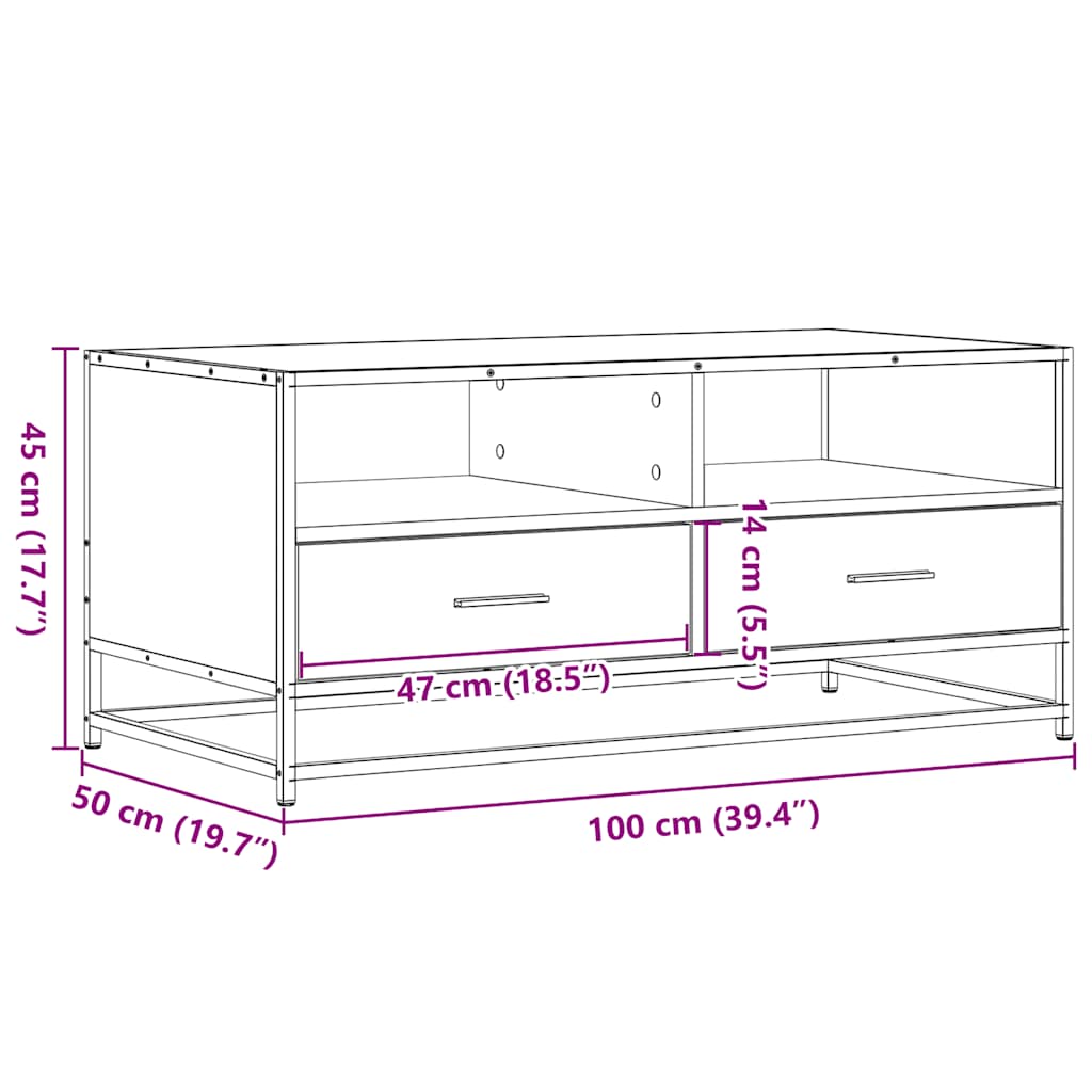 Soffbord svart 100x50x45 cm konstruerat trä och metall