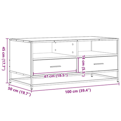 Soffbord sonoma ek 100x50x45 cm metall