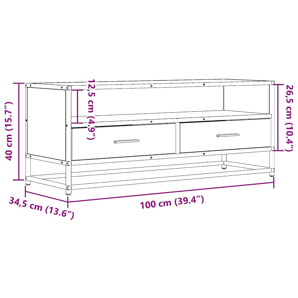 TV-möbel svart TV-bänk 100x34,5x40 cm metall