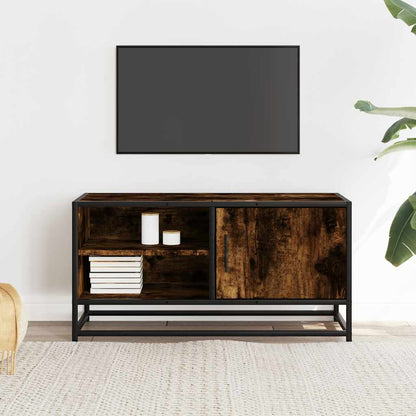 TV-möbel rökfärgad ek TV-bänk 80x34,5x40 cm metall