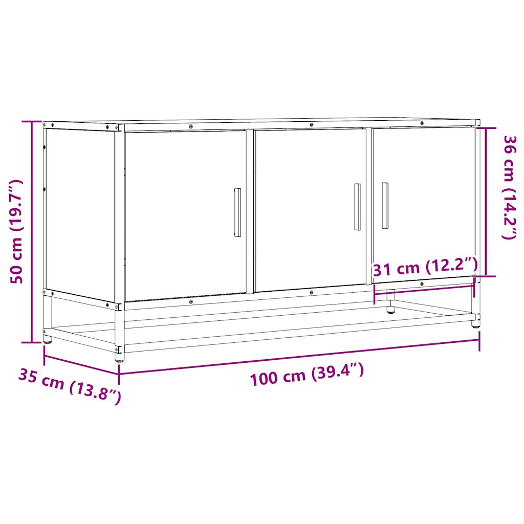 TV-möbel svart TV-bänk 100x35x50 cm metall