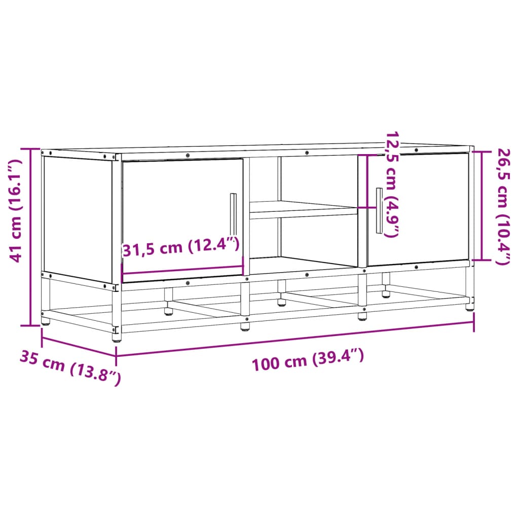 TV-möbel svart TV-bänk 100x35x41 cm metall