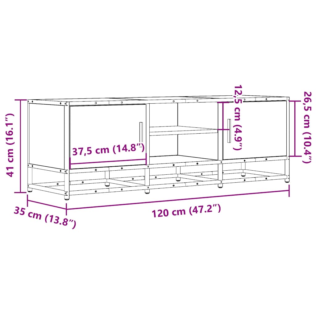 TV-möbel svart TV-bänk 120x35x41 cm metall