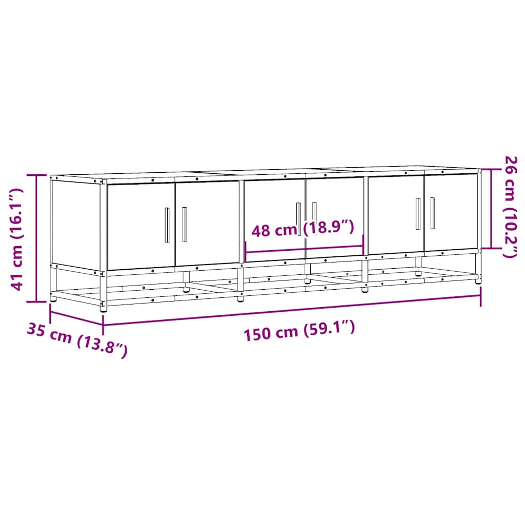 TV-möbel sonoma ek TV-bänk 150x35x41 cm metall