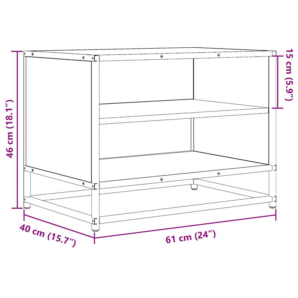 TV-möbel svart TV-bänk 61x40x46 cm metall