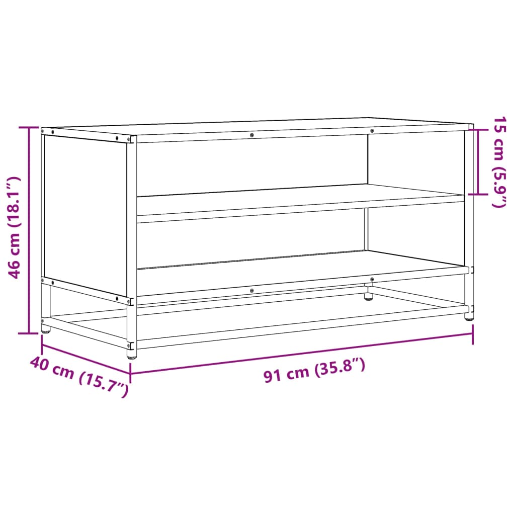 TV-möbel sonoma ek TV-bänk 91x40x46 cm metall