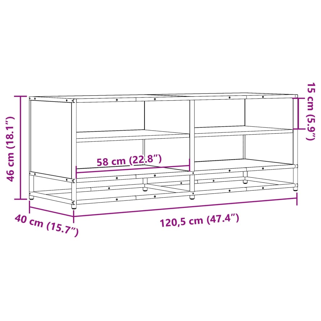 TV-möbel sonoma ek TV-bänk 120,5x40x46 cm metall