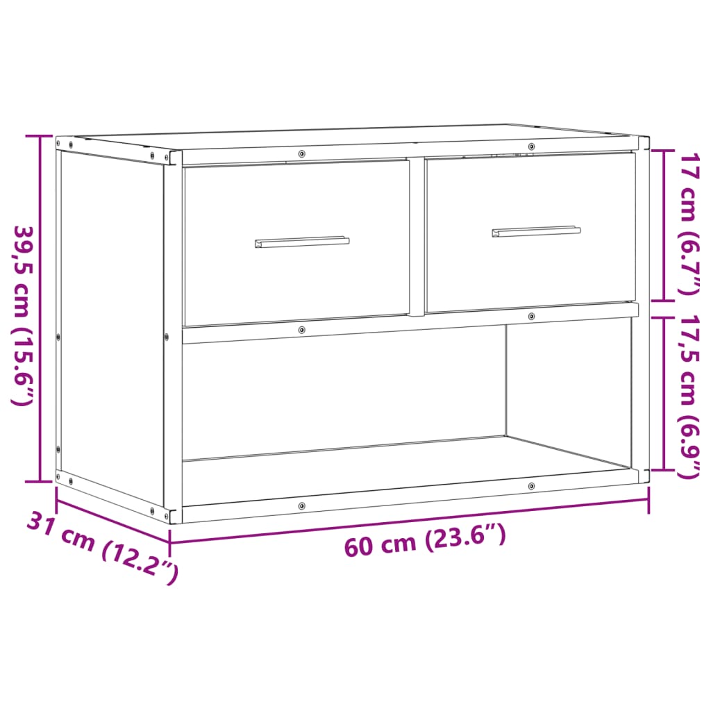 TV-möbel svart TV-bänk 60x31x39,5 cm metall