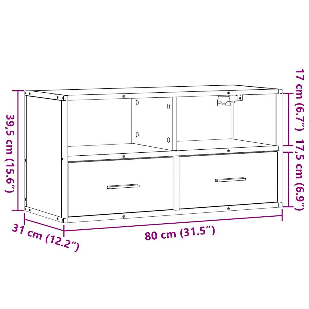 TV-möbel sonoma ek TV-bänk 80x31x39,5 cm metall