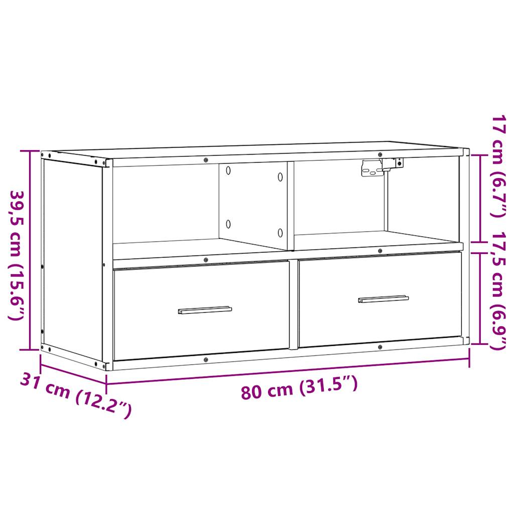 TV-möbel rökfärgad ek TV-bänk 80x31x39,5 cm metall