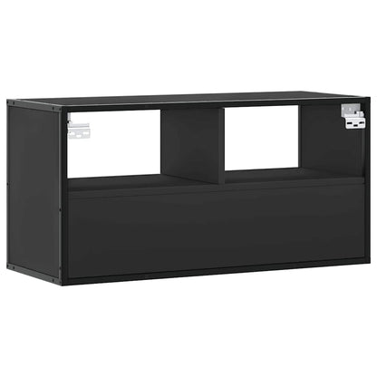 Tv-bänk svart 80x31x39,5 cm konstruerat trä och metall