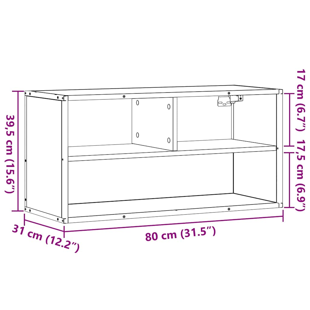 Tv-bänk sonoma-ek 80x31x39,5 cm konstruerat trä och metall