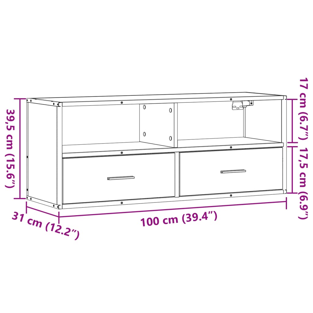 TV-möbel svart TV-bänk 100x31x39,5 cm metall