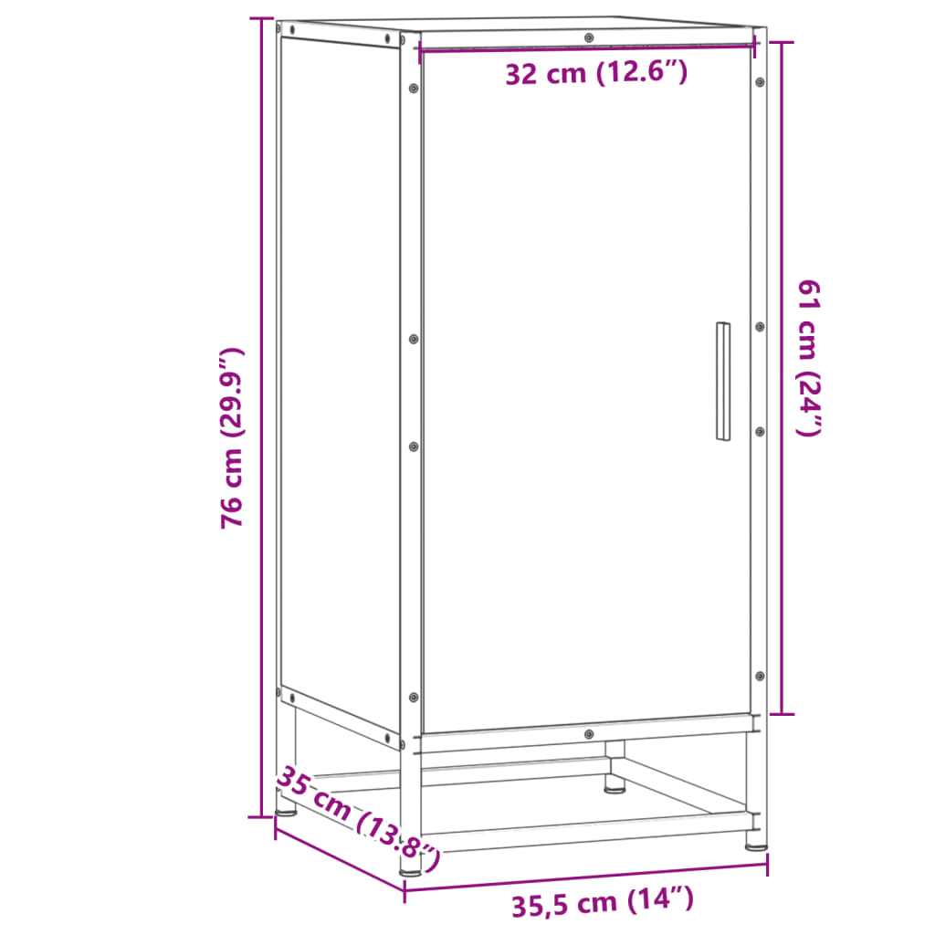 Skänk svart 35,5x35x76 cm metall