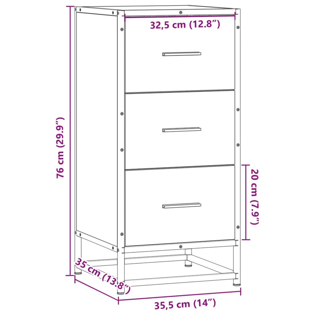 Skåp sonoma ek 35,5x35x76 cm metall