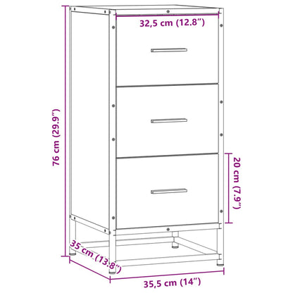 Skåp sonoma ek 35,5x35x76 cm metall