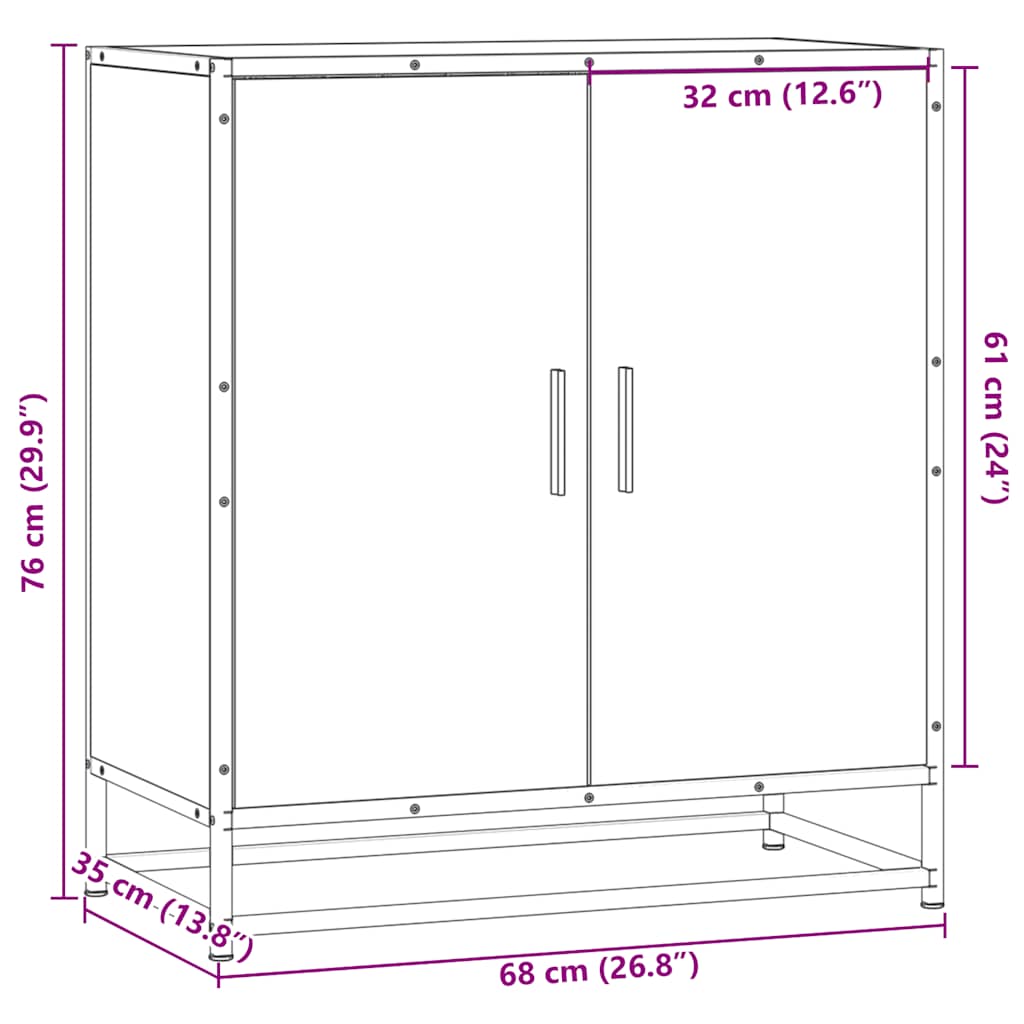 Skänk svart 68x35x76 cm metall