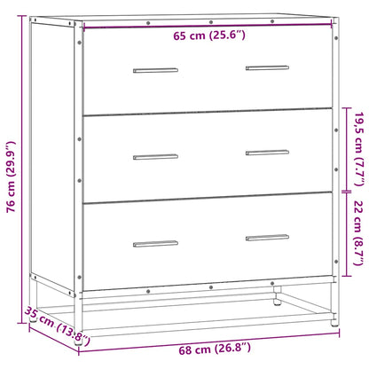 Skänk Sonoma ek 68x35x76 cm metall