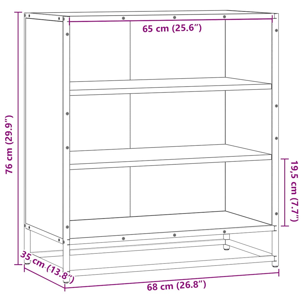 Skänk svart 68x35x76 cm konstruerat trä och metall