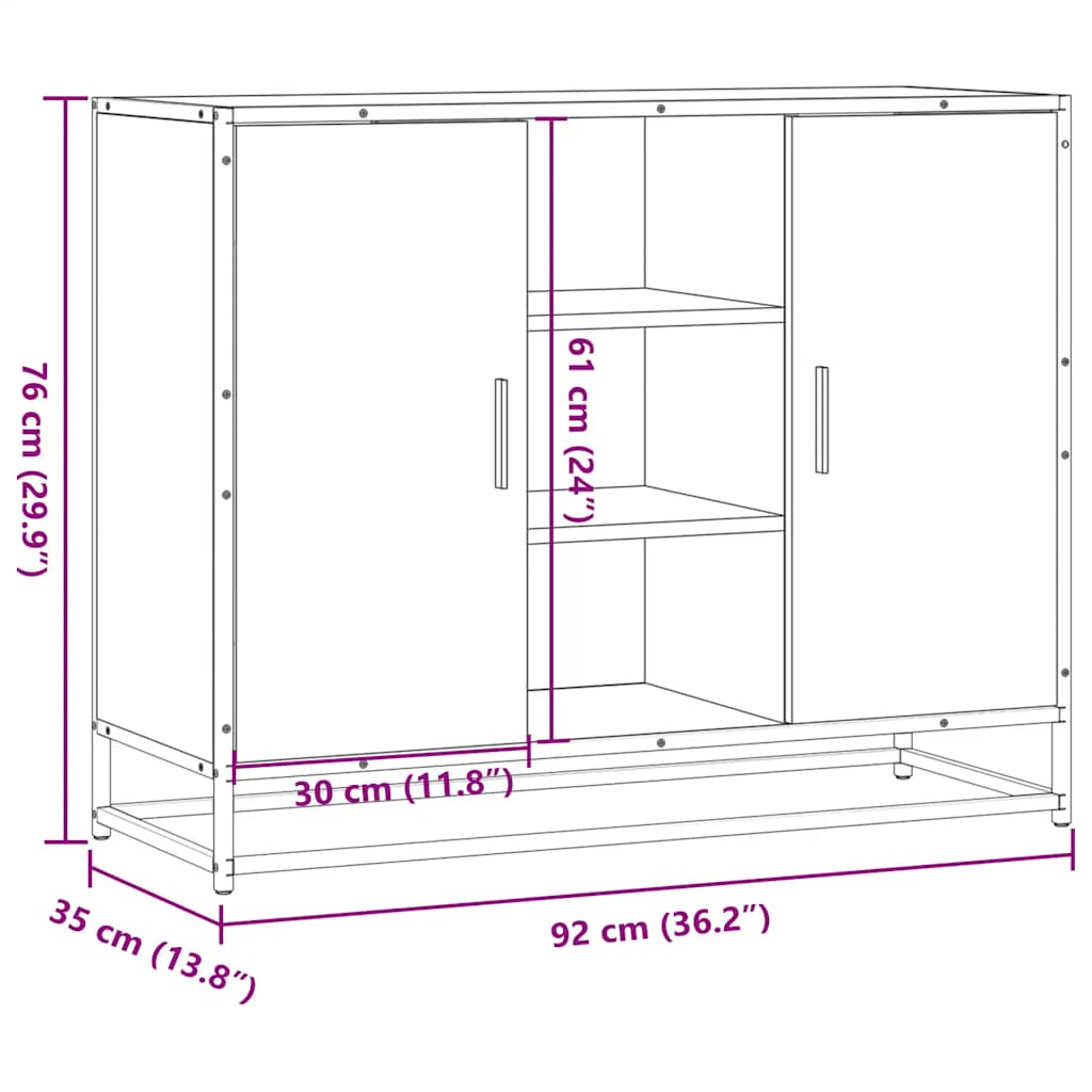 Skänk svart 92x35x76 cm