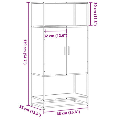 Skåp svart 68x35x139 cm metall