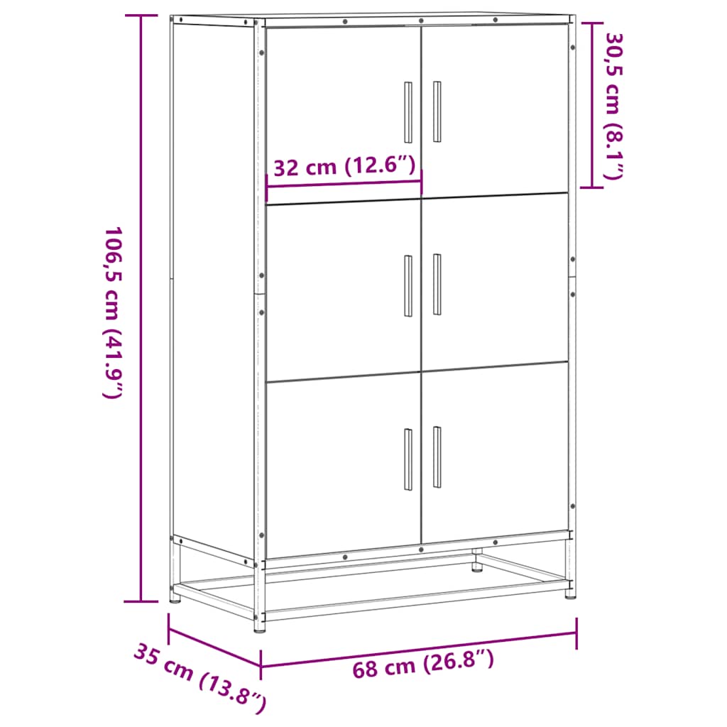 Skåp svart 68x35x106,5 cm metall