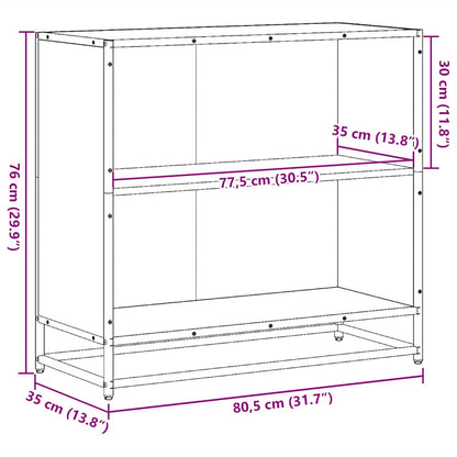 Bokhylla svart 80x35x76 cm konstruerat trä