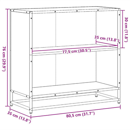 Bokhylla brun ek 80x35x76 cm konstruerat trä