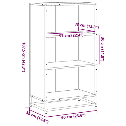 Bokhylla svart 60x35x107,5 cm