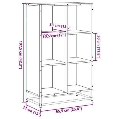 Bokhylla sonoma-ek 65,5x33x107,5 cm konstruerat trä