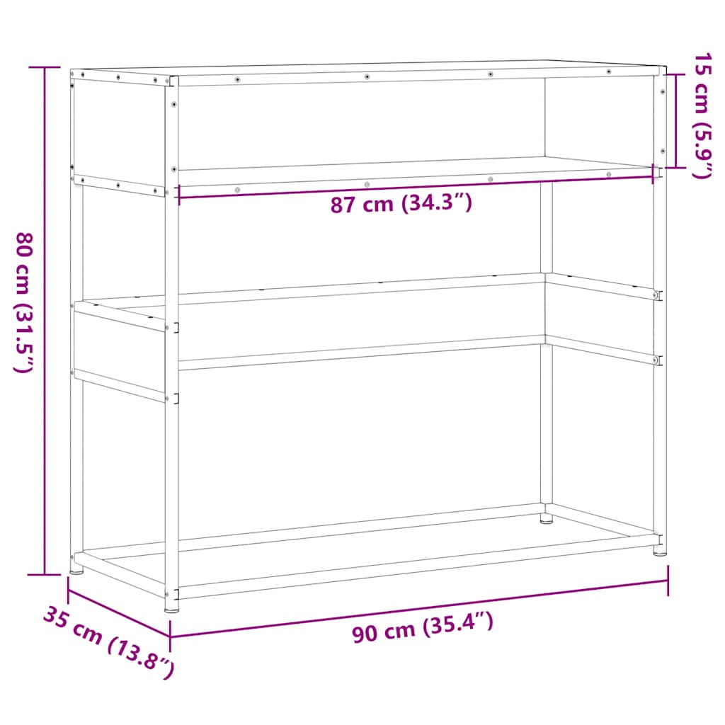 Avlastningsbord konsolbord sonoma ek 90x35x80 cm