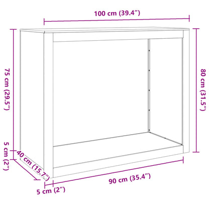 Puujalusta musta 100x40x80 cm terästä