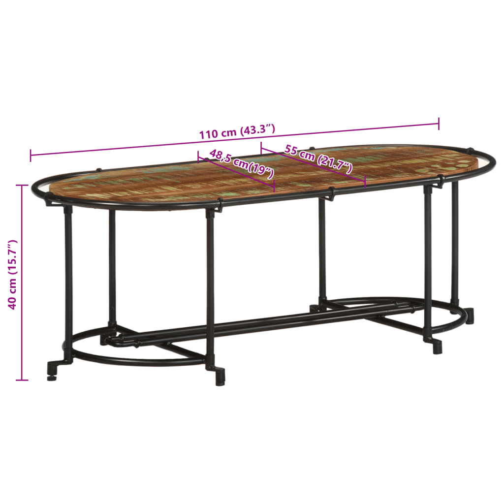 Sohvapöytä 110x55x40 cm massiivi kierrätyspuuta