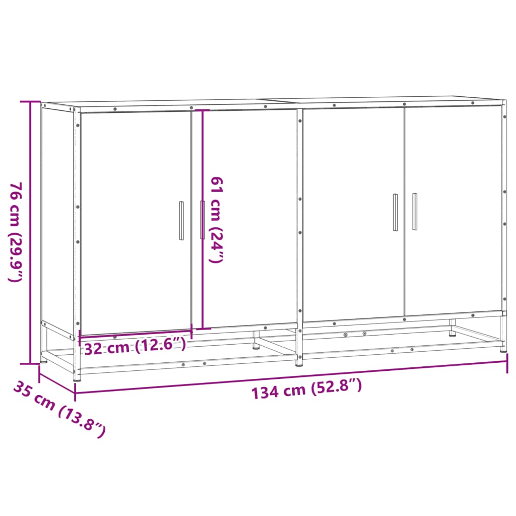 Skänk Sonoma ek 134x35x76 cm