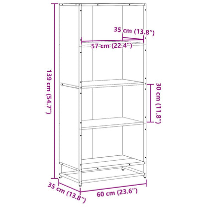 Bokhylla svart 60x35x139 cm