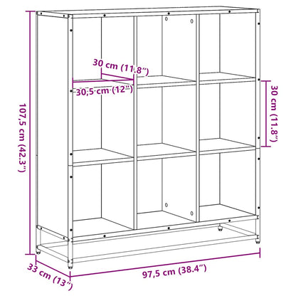 Bokhylla sonoma-ek 97,5x33x107,5 cm konstruerat trä och metall