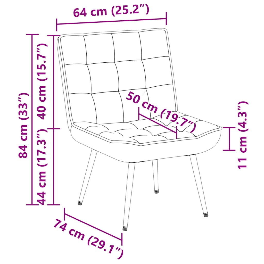 Fåtölj rosa 64x74x84 cm sammet