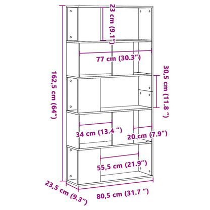 Bokhylla grå sonoma 5hyllplan 80,5x23,5x162,5cm