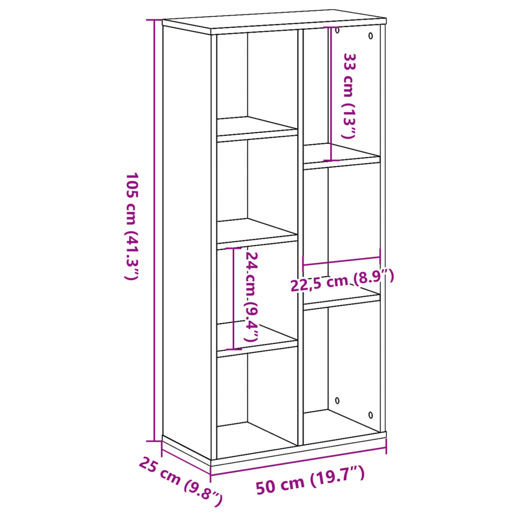 Kirjahylly musta 50x25x105 cm