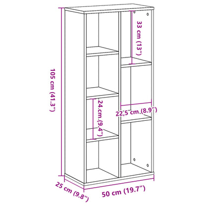 Kirjahylly musta 50x25x105 cm