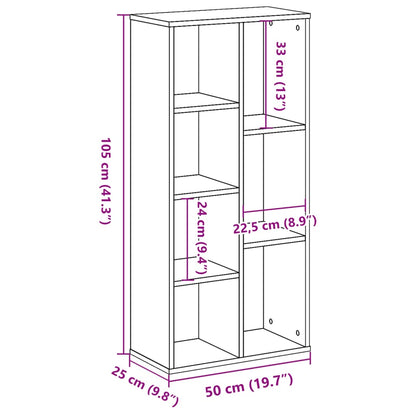 Kirjahylly betonin harmaa 50x25x105 cm